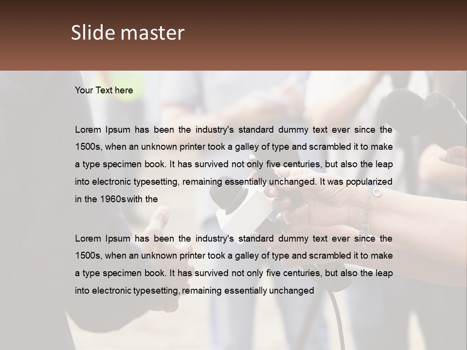 A Person Holding A Microphone In Front Of Microphones PowerPoint Template