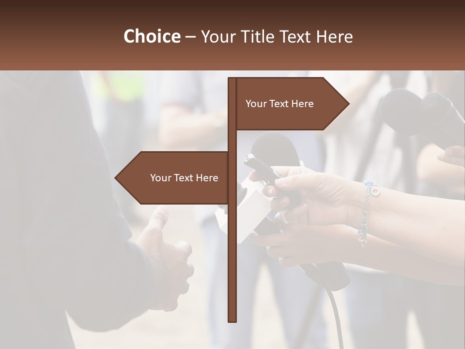 A Person Holding A Microphone In Front Of Microphones PowerPoint Template