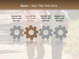 A Man And A Boy Walking Down A Dirt Road PowerPoint Template