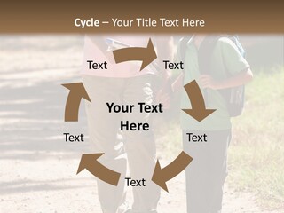 A Man And A Boy Walking Down A Dirt Road PowerPoint Template