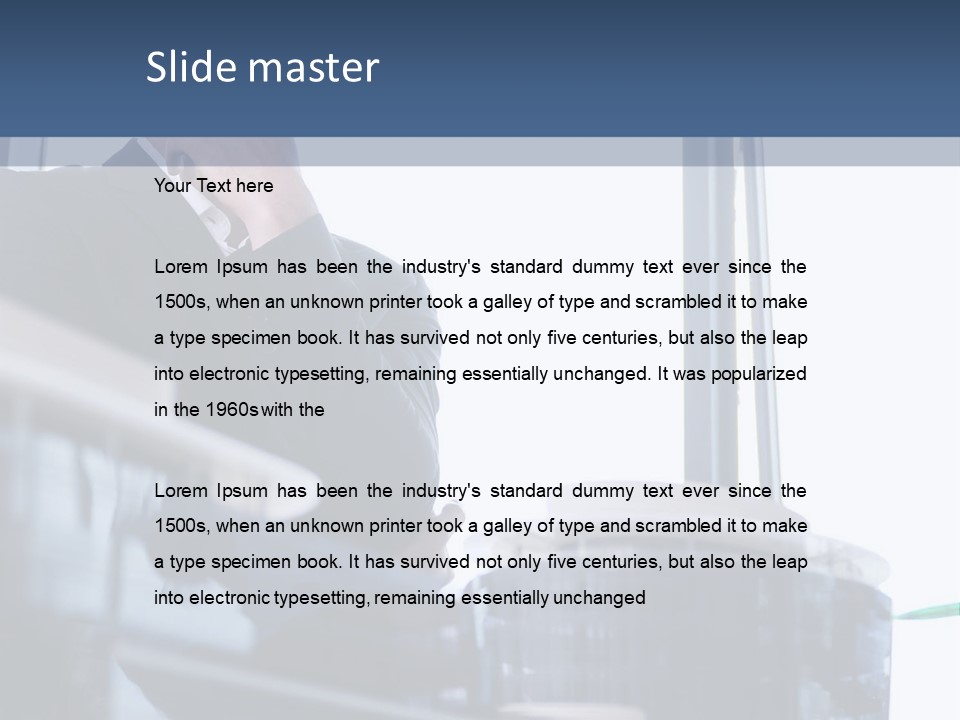 A Man Standing In Front Of A Window In A Building PowerPoint Template