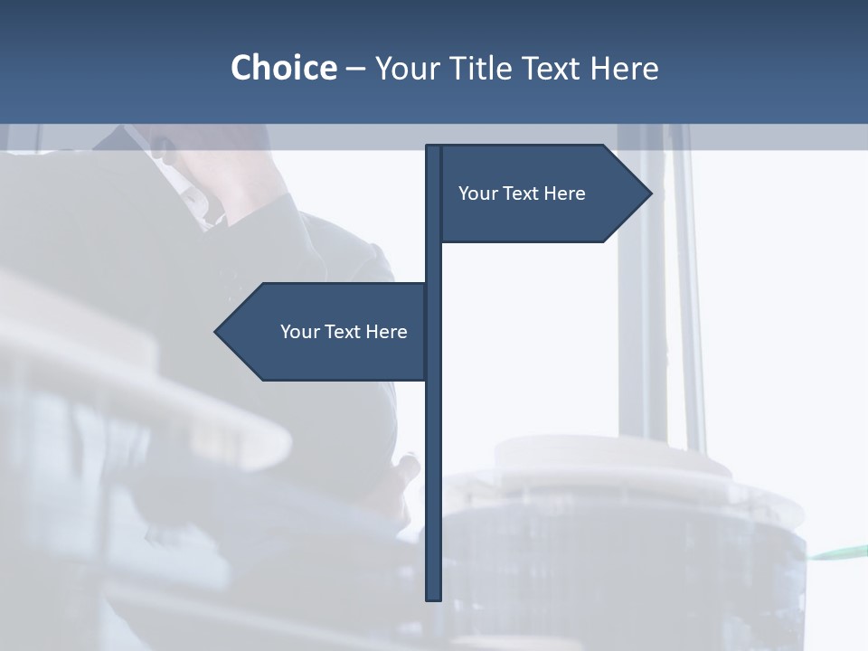 A Man Standing In Front Of A Window In A Building PowerPoint Template