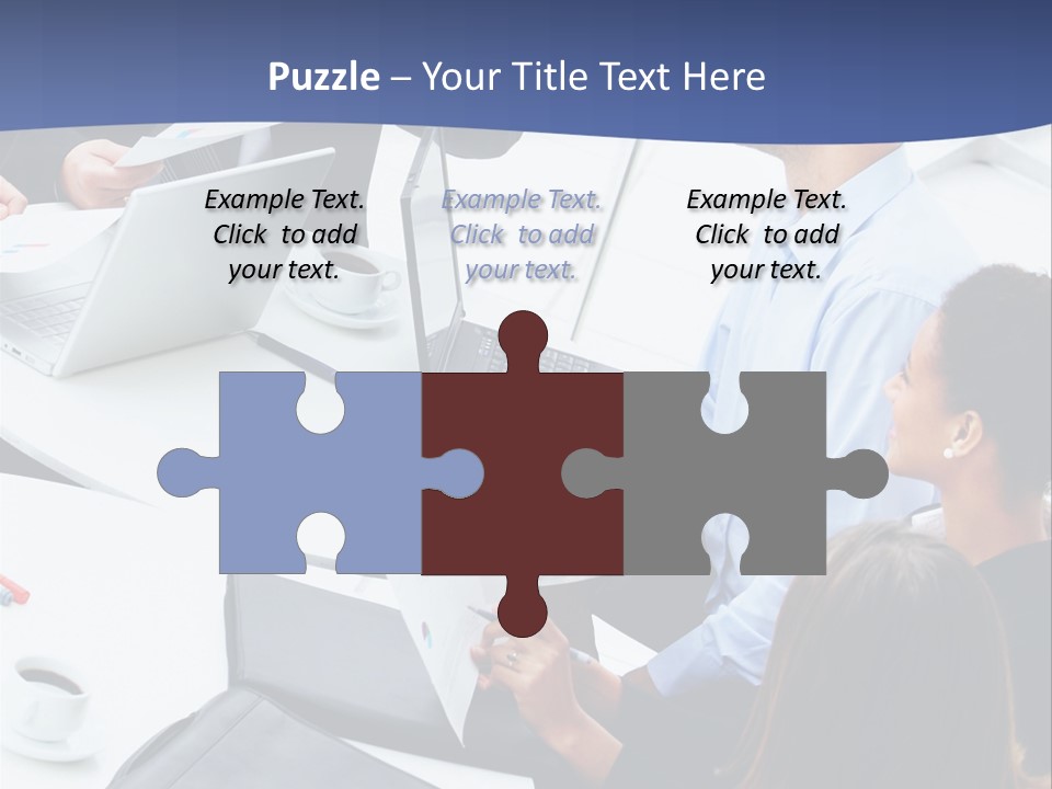 A Group Of People Sitting Around A Table With Laptops PowerPoint Template