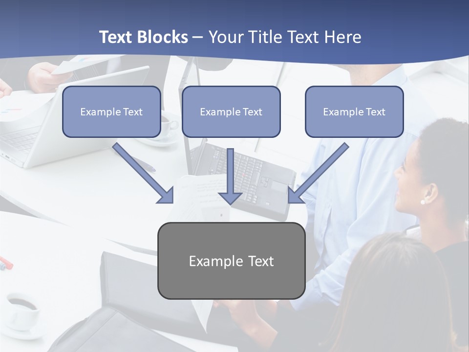 A Group Of People Sitting Around A Table With Laptops PowerPoint Template