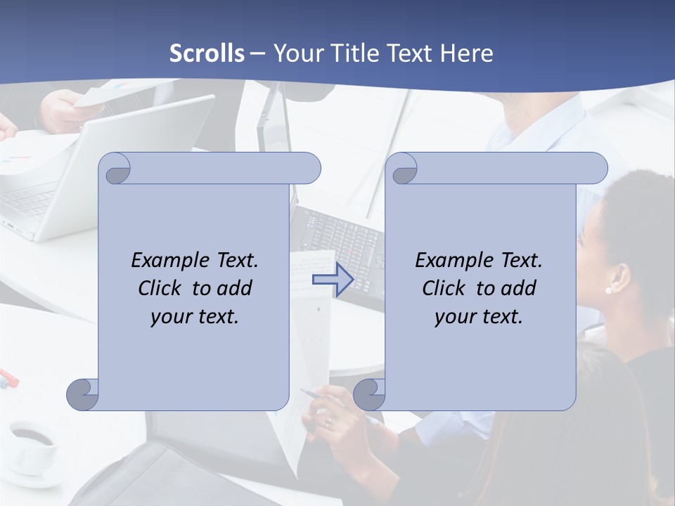 A Group Of People Sitting Around A Table With Laptops PowerPoint Template