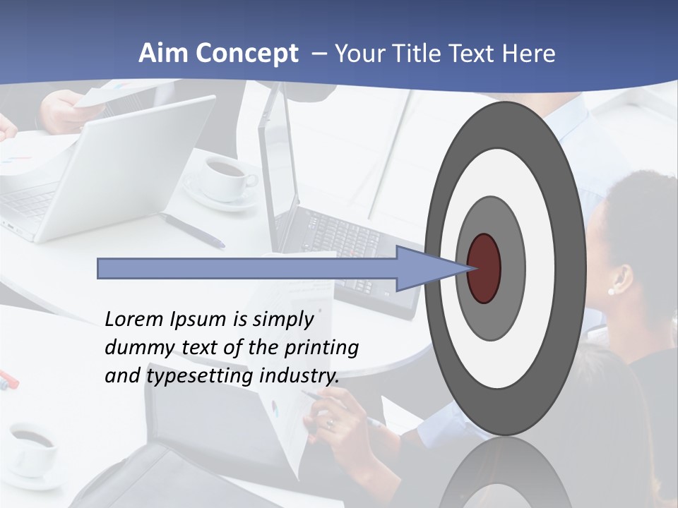 A Group Of People Sitting Around A Table With Laptops PowerPoint Template