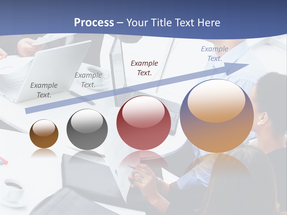 A Group Of People Sitting Around A Table With Laptops PowerPoint Template