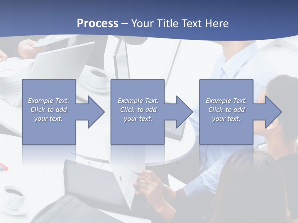 A Group Of People Sitting Around A Table With Laptops PowerPoint Template