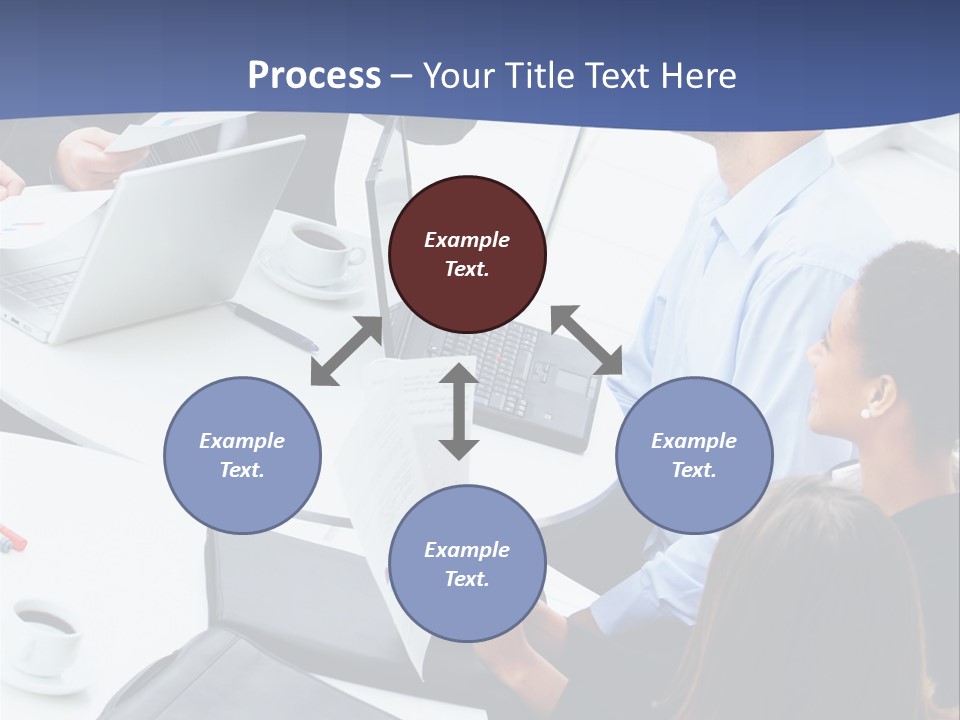 A Group Of People Sitting Around A Table With Laptops PowerPoint Template