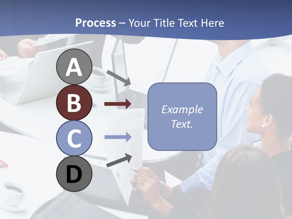 A Group Of People Sitting Around A Table With Laptops PowerPoint Template