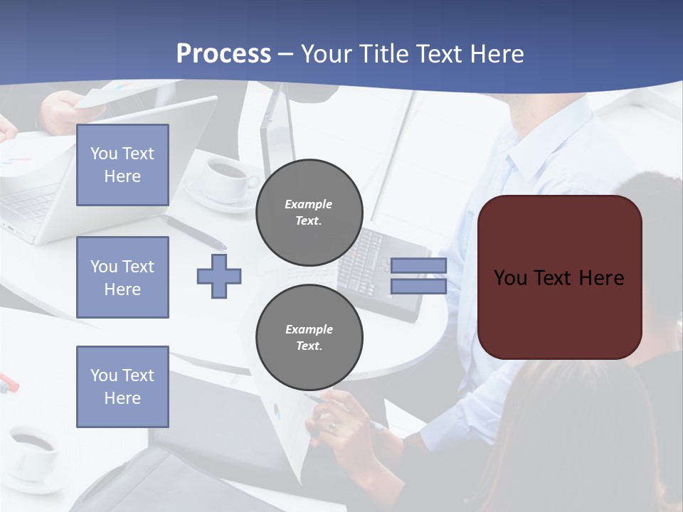A Group Of People Sitting Around A Table With Laptops PowerPoint Template