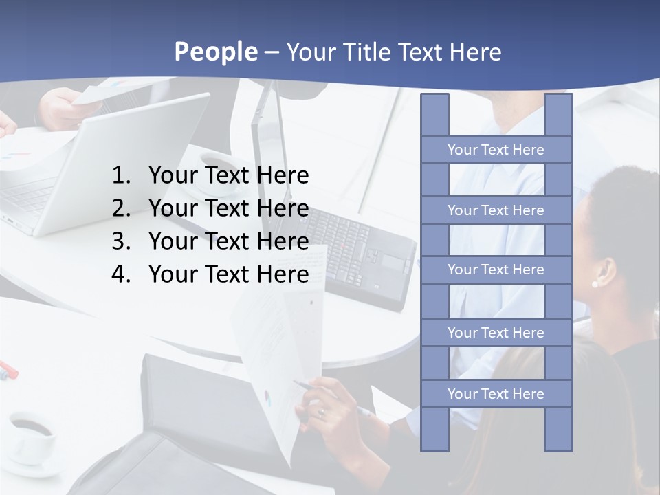 A Group Of People Sitting Around A Table With Laptops PowerPoint Template