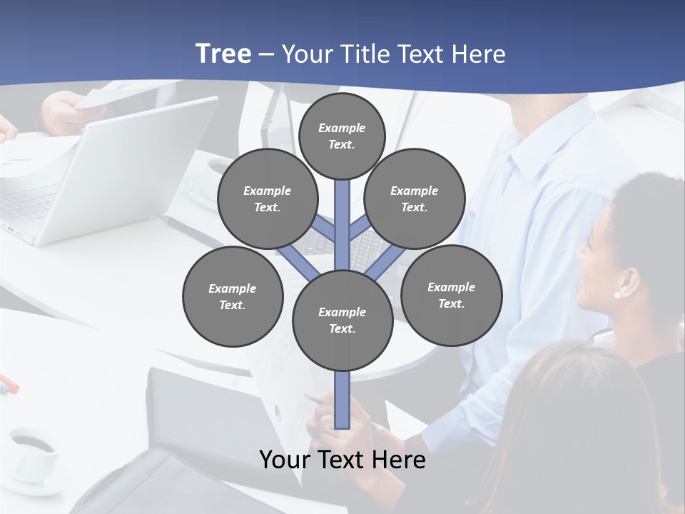 A Group Of People Sitting Around A Table With Laptops PowerPoint Template