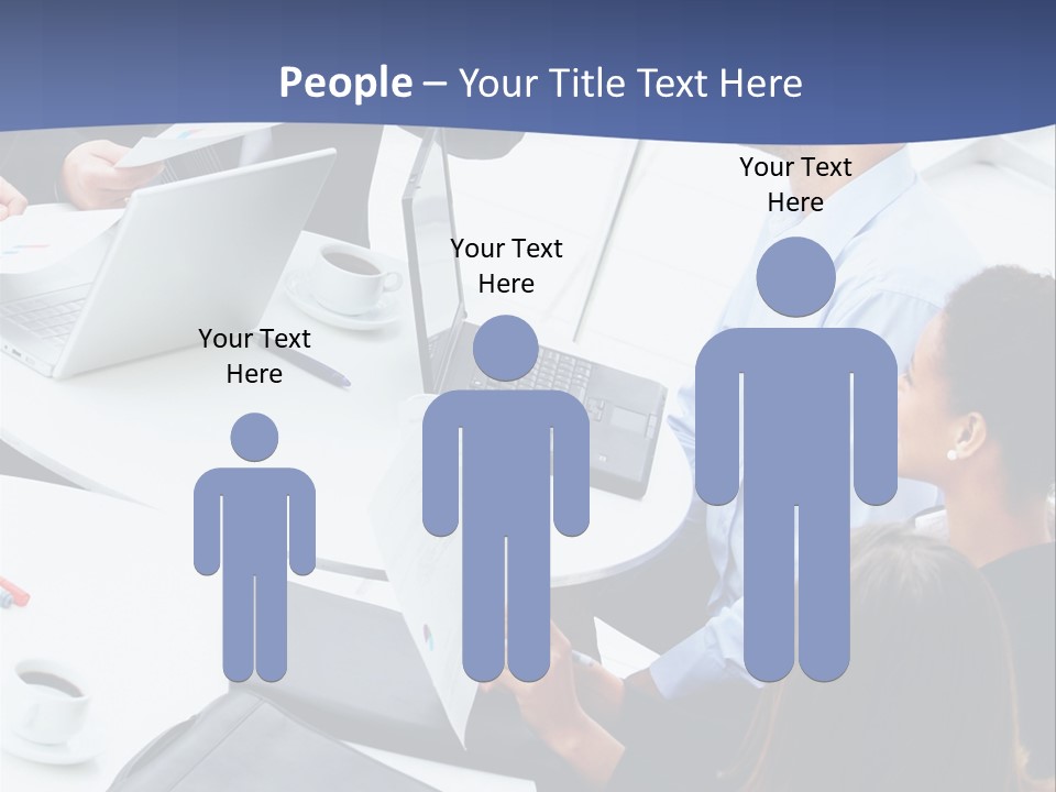 A Group Of People Sitting Around A Table With Laptops PowerPoint Template