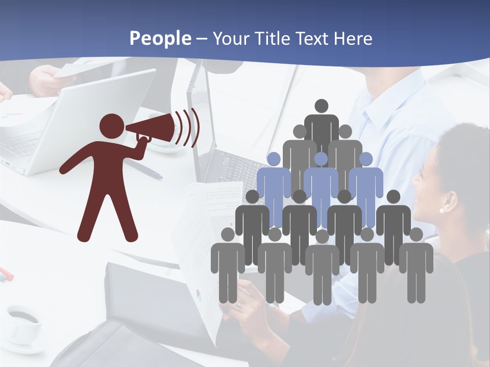 A Group Of People Sitting Around A Table With Laptops PowerPoint Template