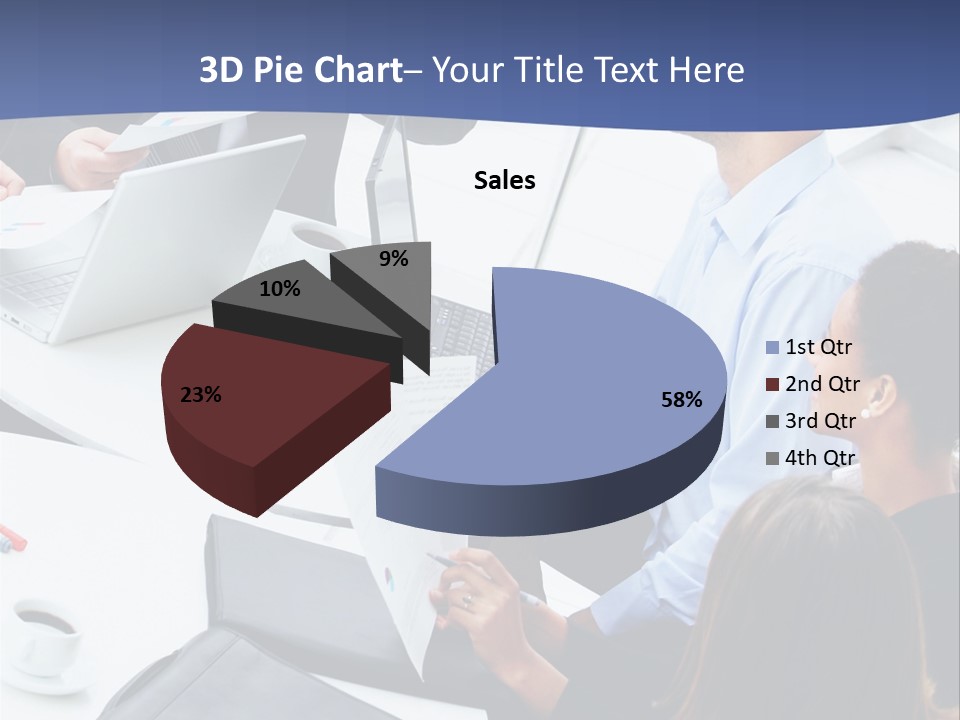 A Group Of People Sitting Around A Table With Laptops PowerPoint Template