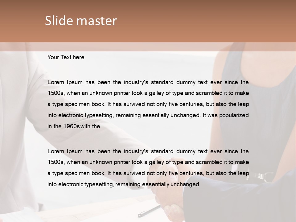 A Woman Shaking Hands With A Man In A Suit PowerPoint Template