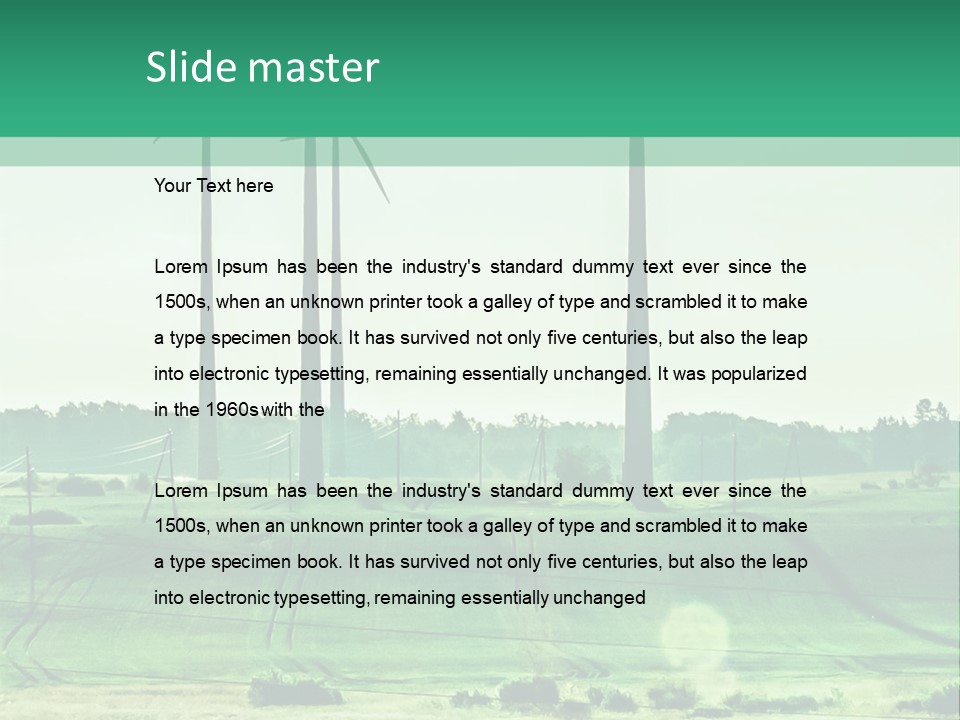 A Green Field With Windmills In The Background PowerPoint Template