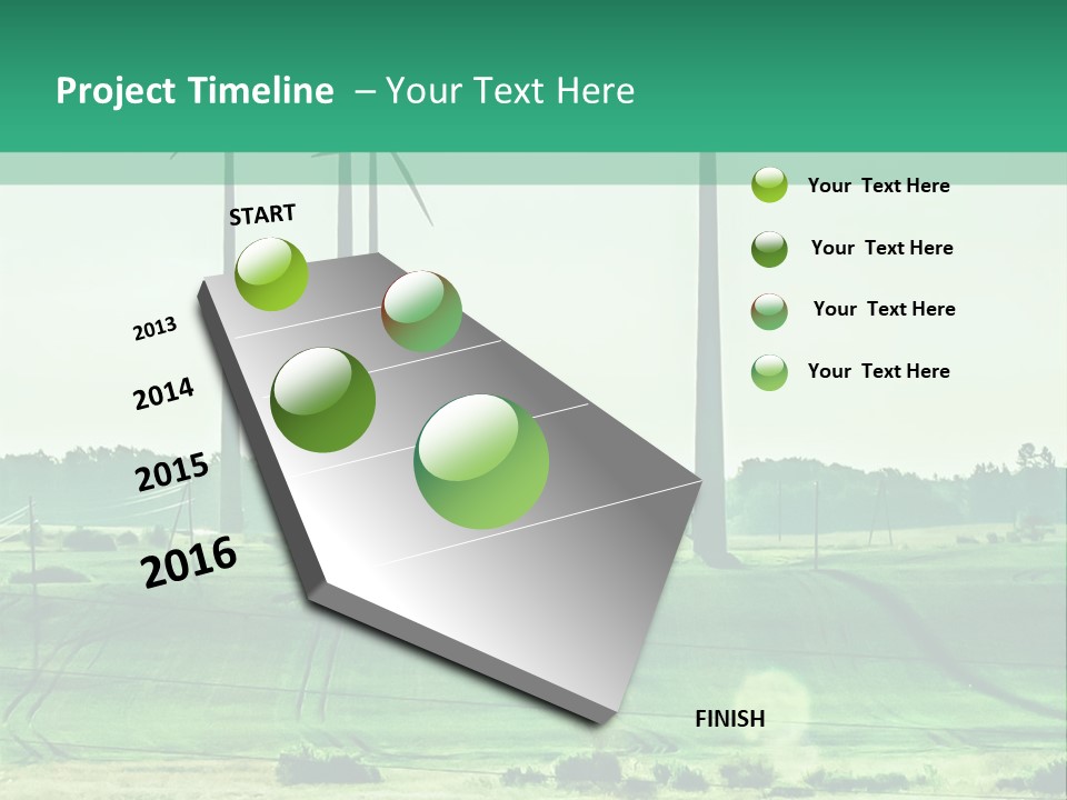 A Green Field With Windmills In The Background PowerPoint Template