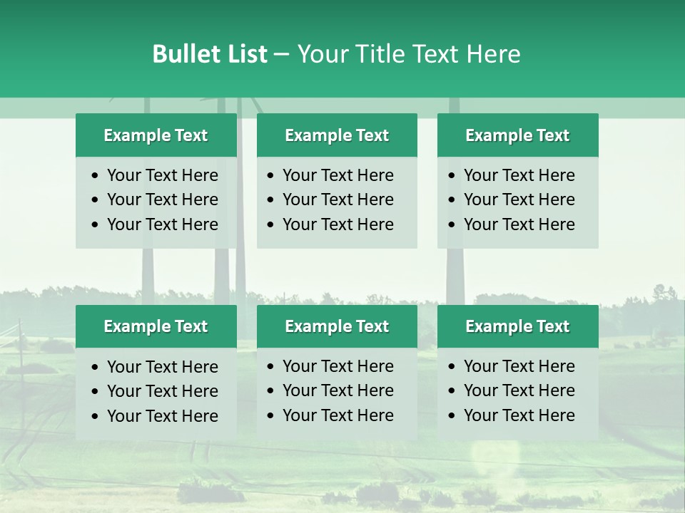 A Green Field With Windmills In The Background PowerPoint Template