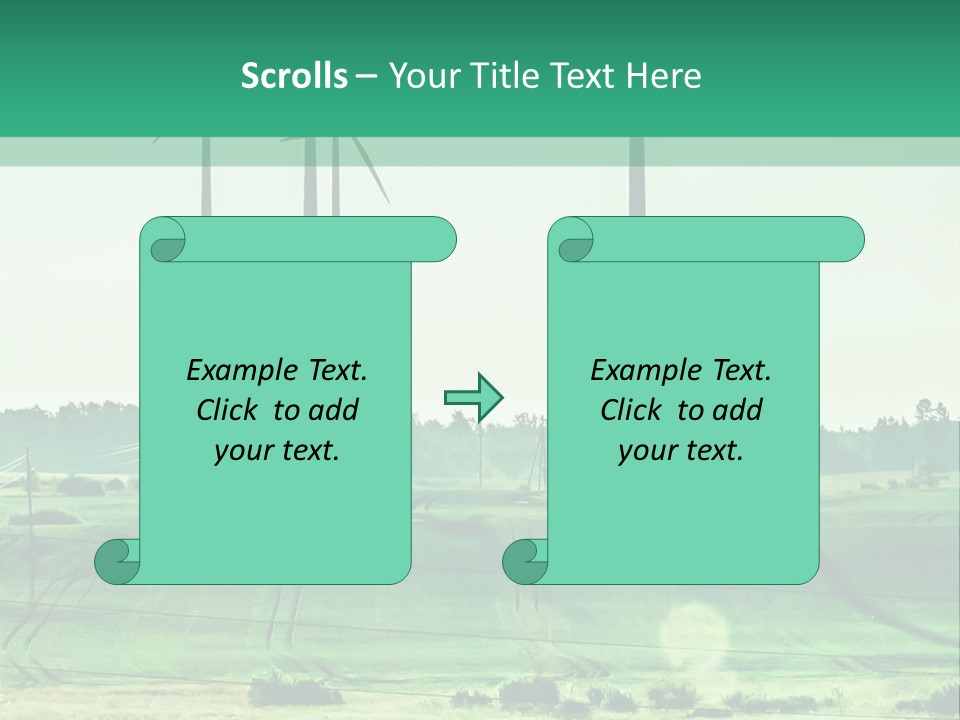 A Green Field With Windmills In The Background PowerPoint Template