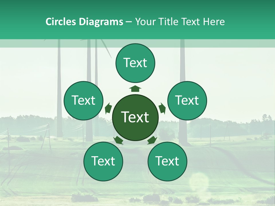 A Green Field With Windmills In The Background PowerPoint Template