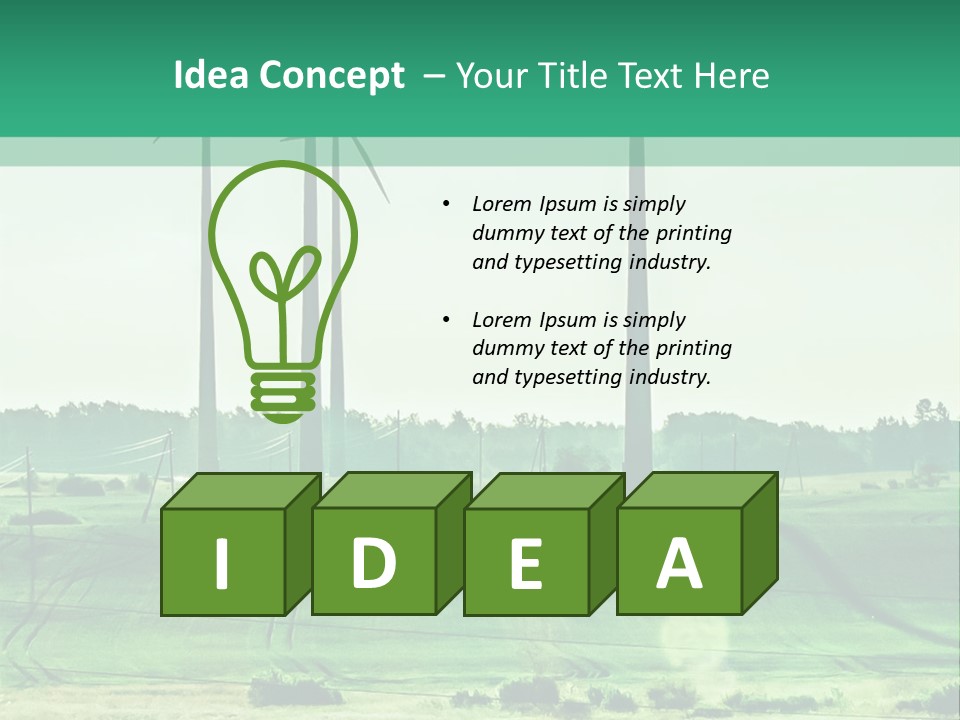 A Green Field With Windmills In The Background PowerPoint Template