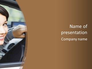 A Woman Driving A Car With A Brown Background PowerPoint Template