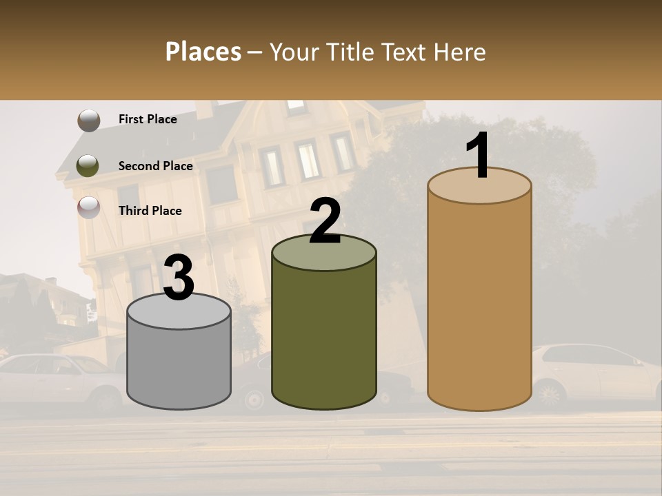 A Group Of Cars Parked In Front Of A Building PowerPoint Template