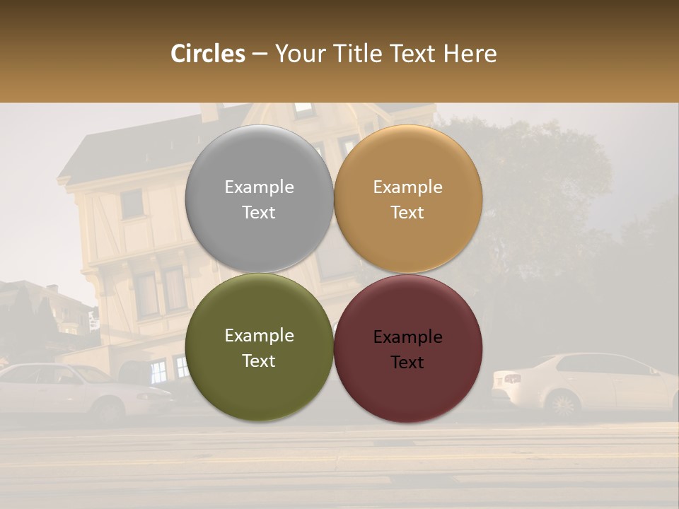 A Group Of Cars Parked In Front Of A Building PowerPoint Template