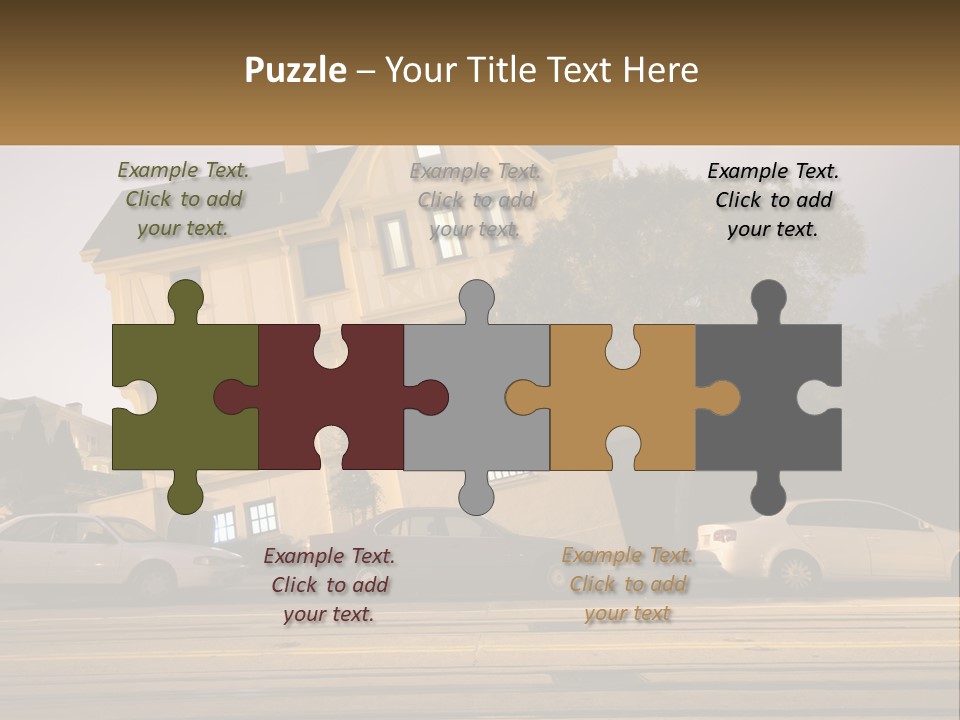 A Group Of Cars Parked In Front Of A Building PowerPoint Template