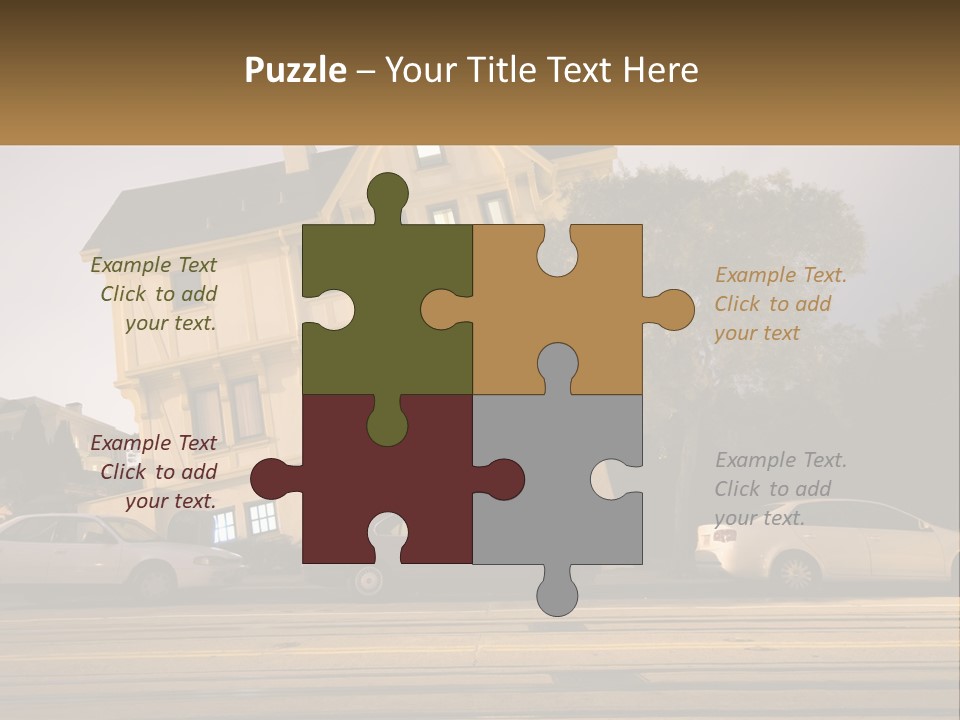 A Group Of Cars Parked In Front Of A Building PowerPoint Template