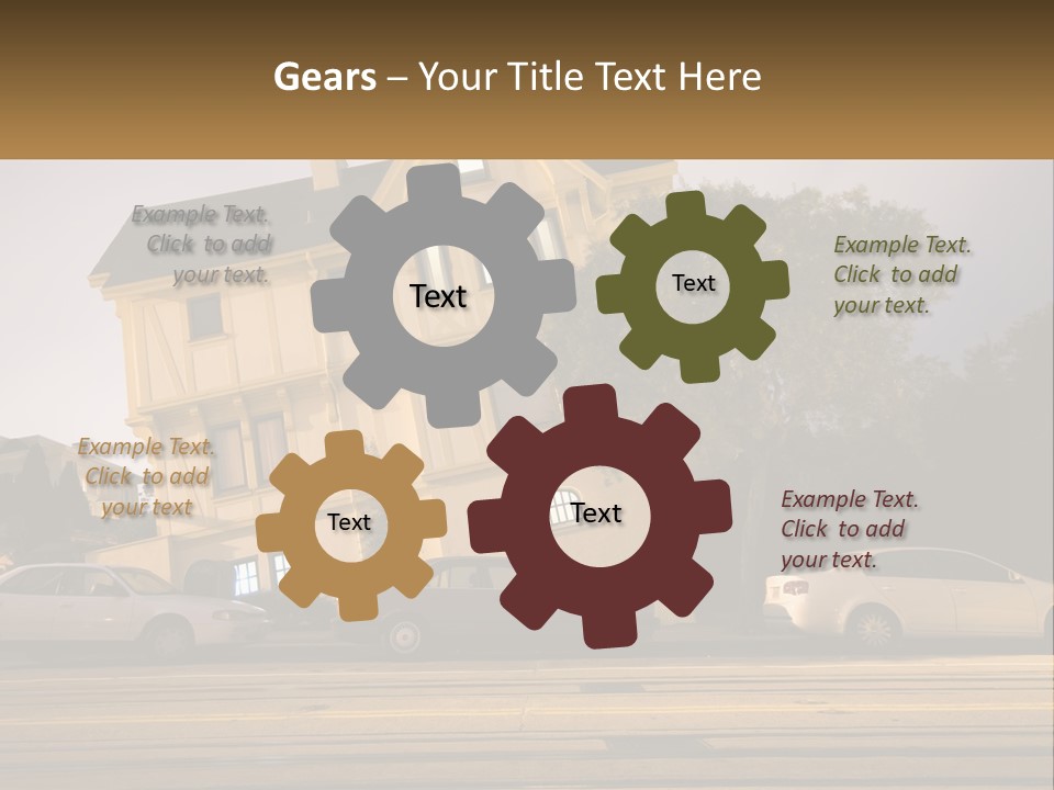 A Group Of Cars Parked In Front Of A Building PowerPoint Template