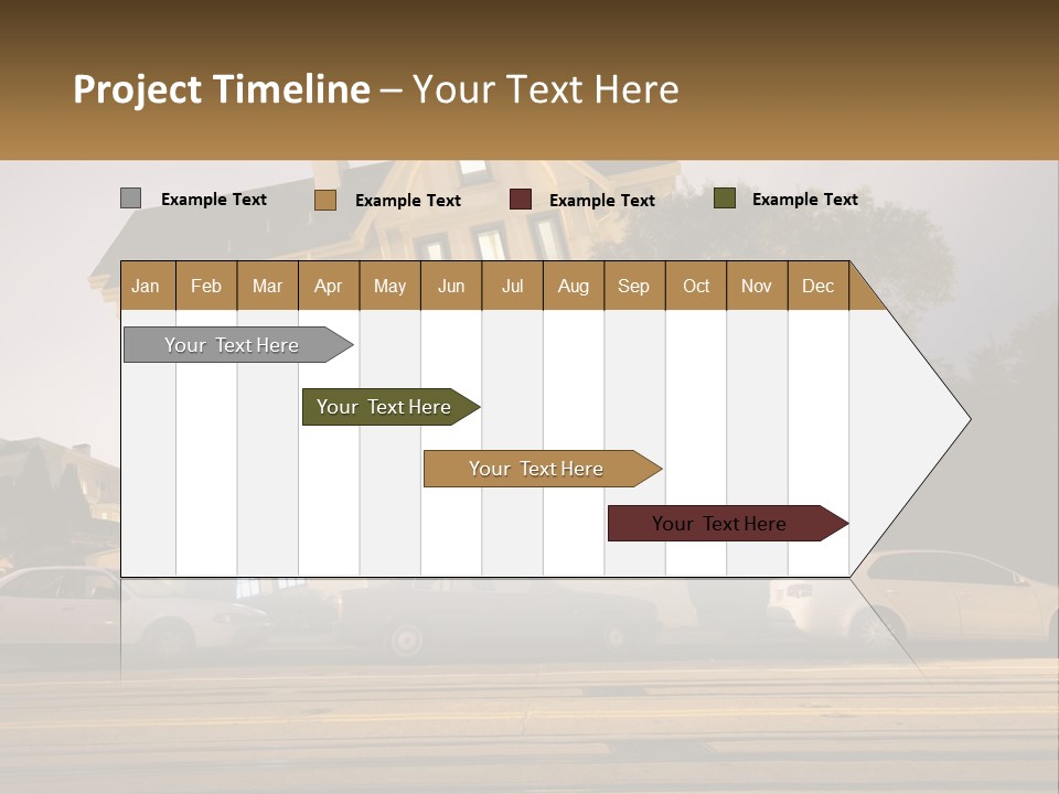 A Group Of Cars Parked In Front Of A Building PowerPoint Template