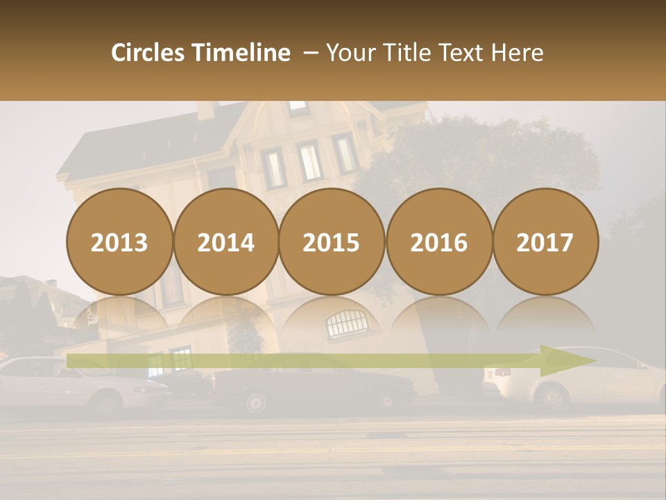 A Group Of Cars Parked In Front Of A Building PowerPoint Template