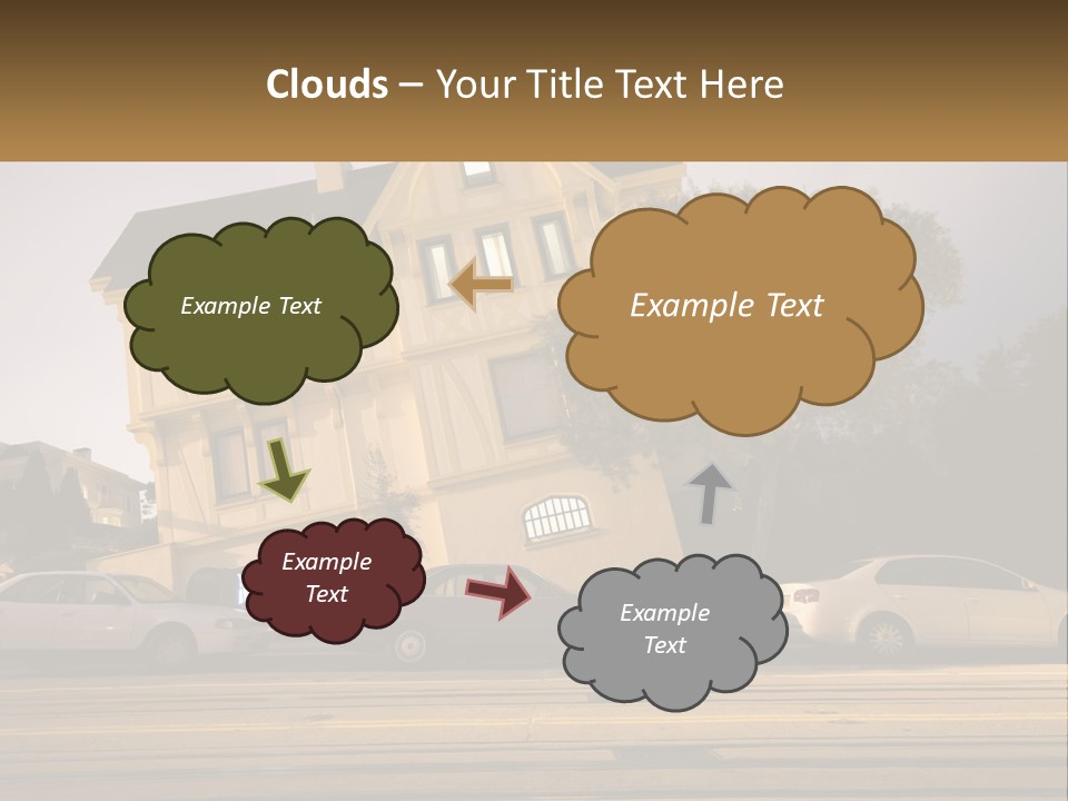 A Group Of Cars Parked In Front Of A Building PowerPoint Template