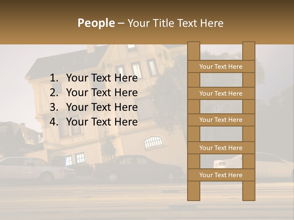 A Group Of Cars Parked In Front Of A Building PowerPoint Template