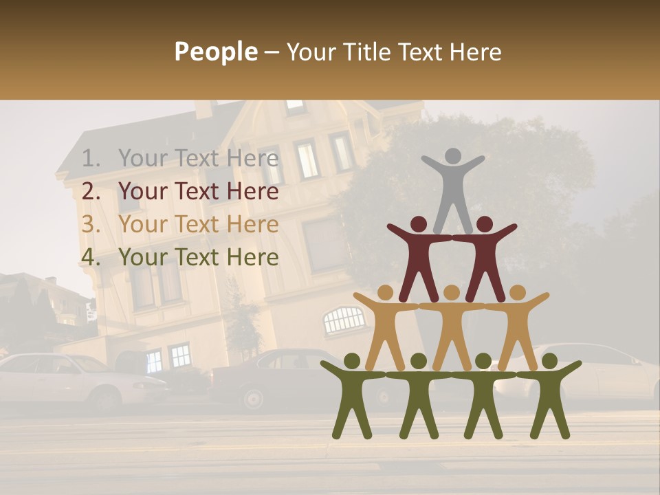 A Group Of Cars Parked In Front Of A Building PowerPoint Template