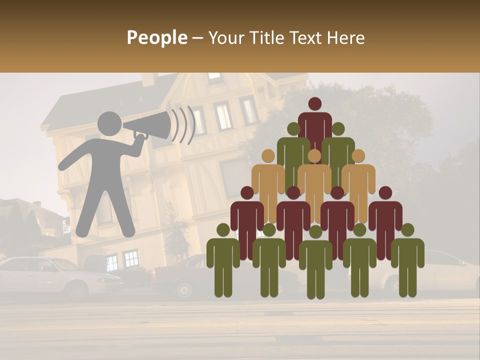 A Group Of Cars Parked In Front Of A Building PowerPoint Template