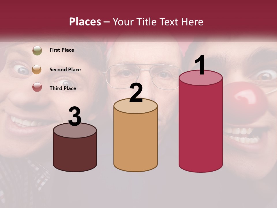 A Group Of People With Clown Noses And A Clown Nose PowerPoint Template