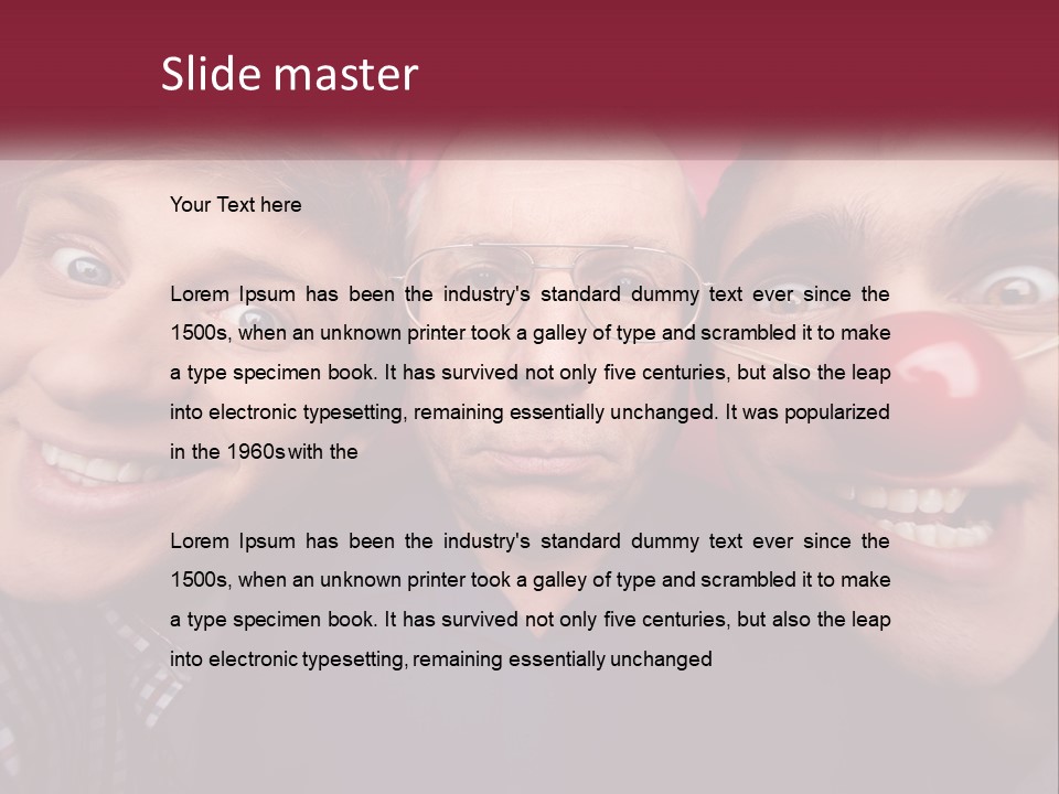 A Group Of People With Clown Noses And A Clown Nose PowerPoint Template