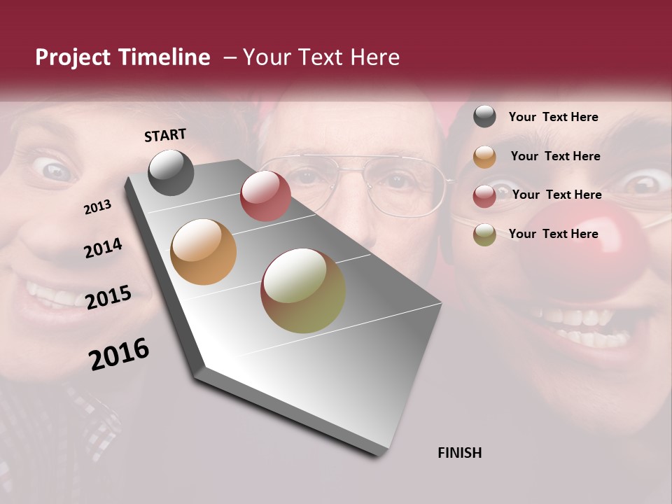A Group Of People With Clown Noses And A Clown Nose PowerPoint Template