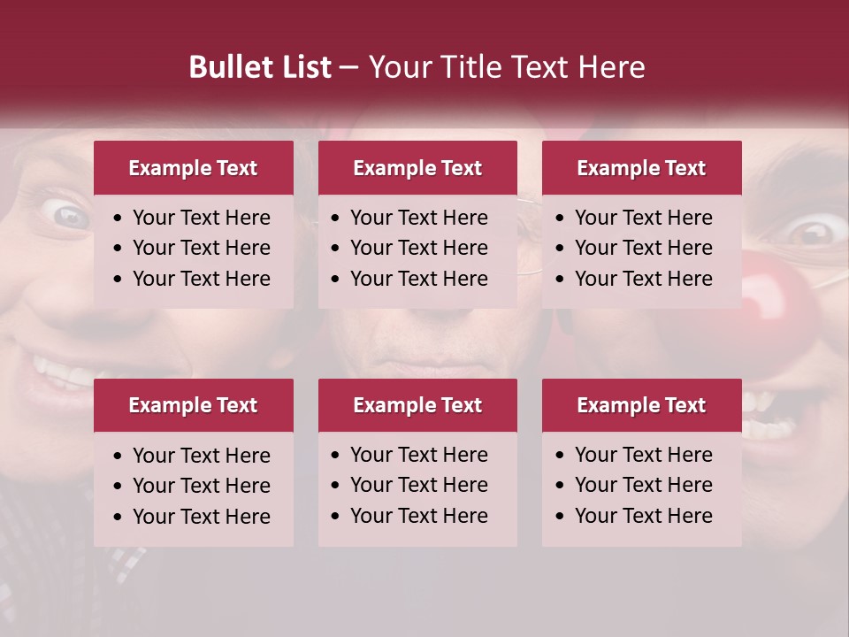 A Group Of People With Clown Noses And A Clown Nose PowerPoint Template