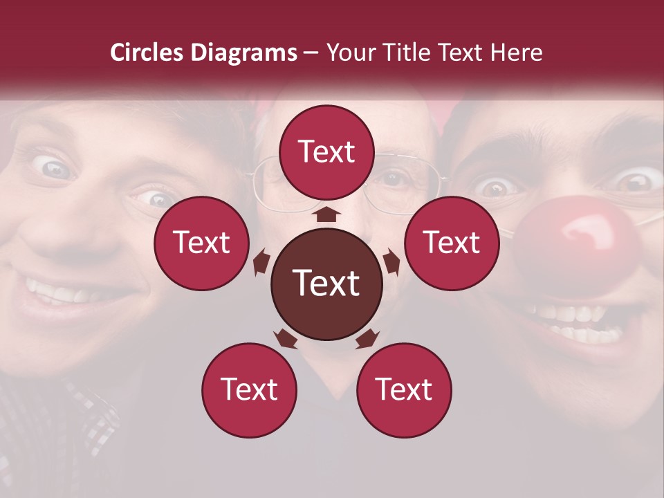 A Group Of People With Clown Noses And A Clown Nose PowerPoint Template