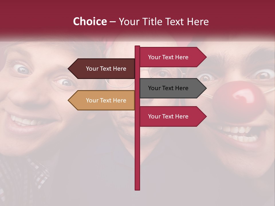 A Group Of People With Clown Noses And A Clown Nose PowerPoint Template