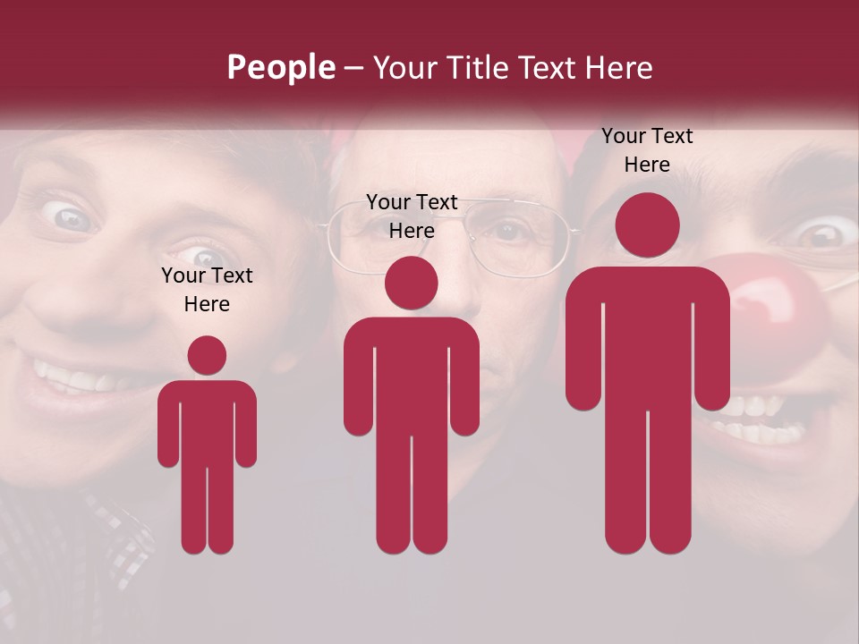 A Group Of People With Clown Noses And A Clown Nose PowerPoint Template