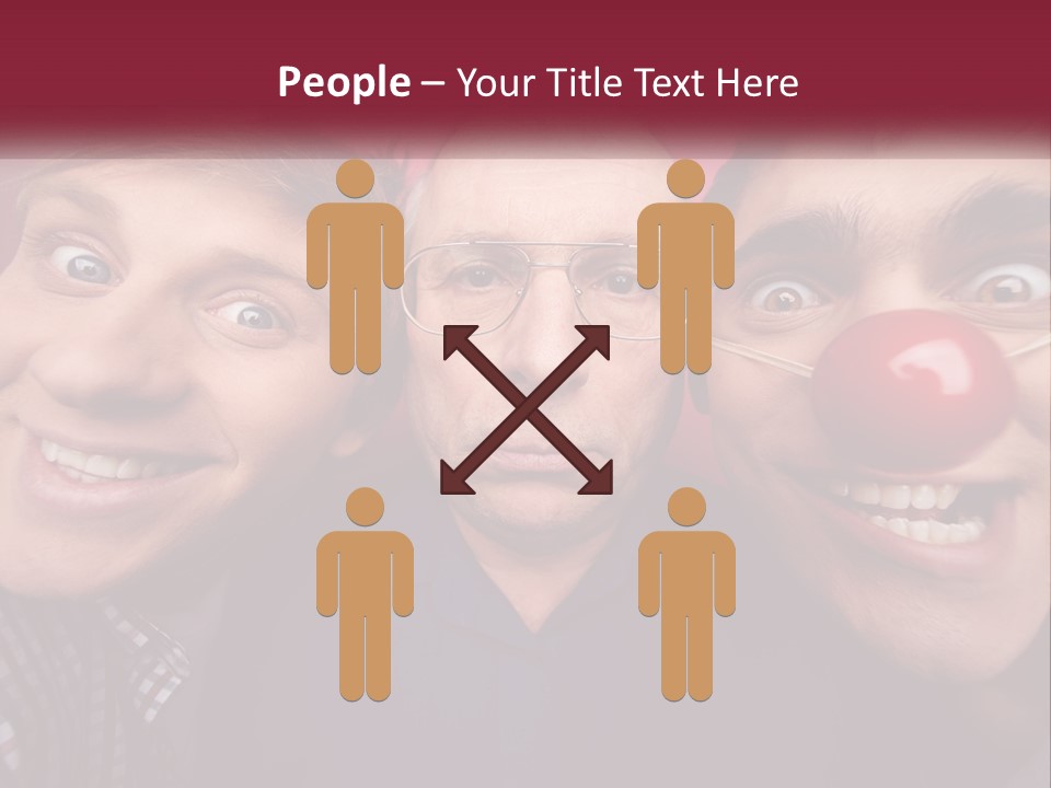 A Group Of People With Clown Noses And A Clown Nose PowerPoint Template
