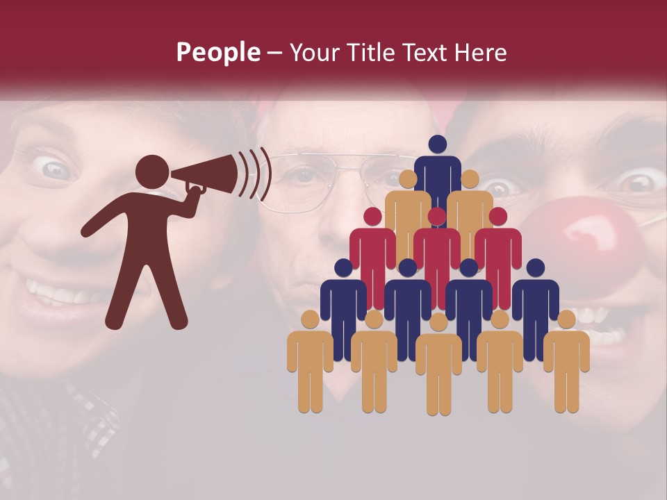 A Group Of People With Clown Noses And A Clown Nose PowerPoint Template