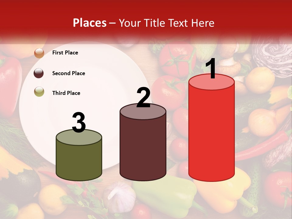 A White Plate Surrounded By Many Different Types Of Vegetables PowerPoint Template
