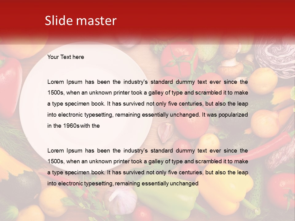 A White Plate Surrounded By Many Different Types Of Vegetables PowerPoint Template